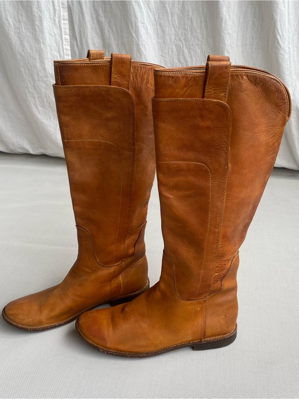 Frye Tall Leather Riding Boots Cognac Brown 6 1/2 Classic Equestrian - Picture 4 of 14
